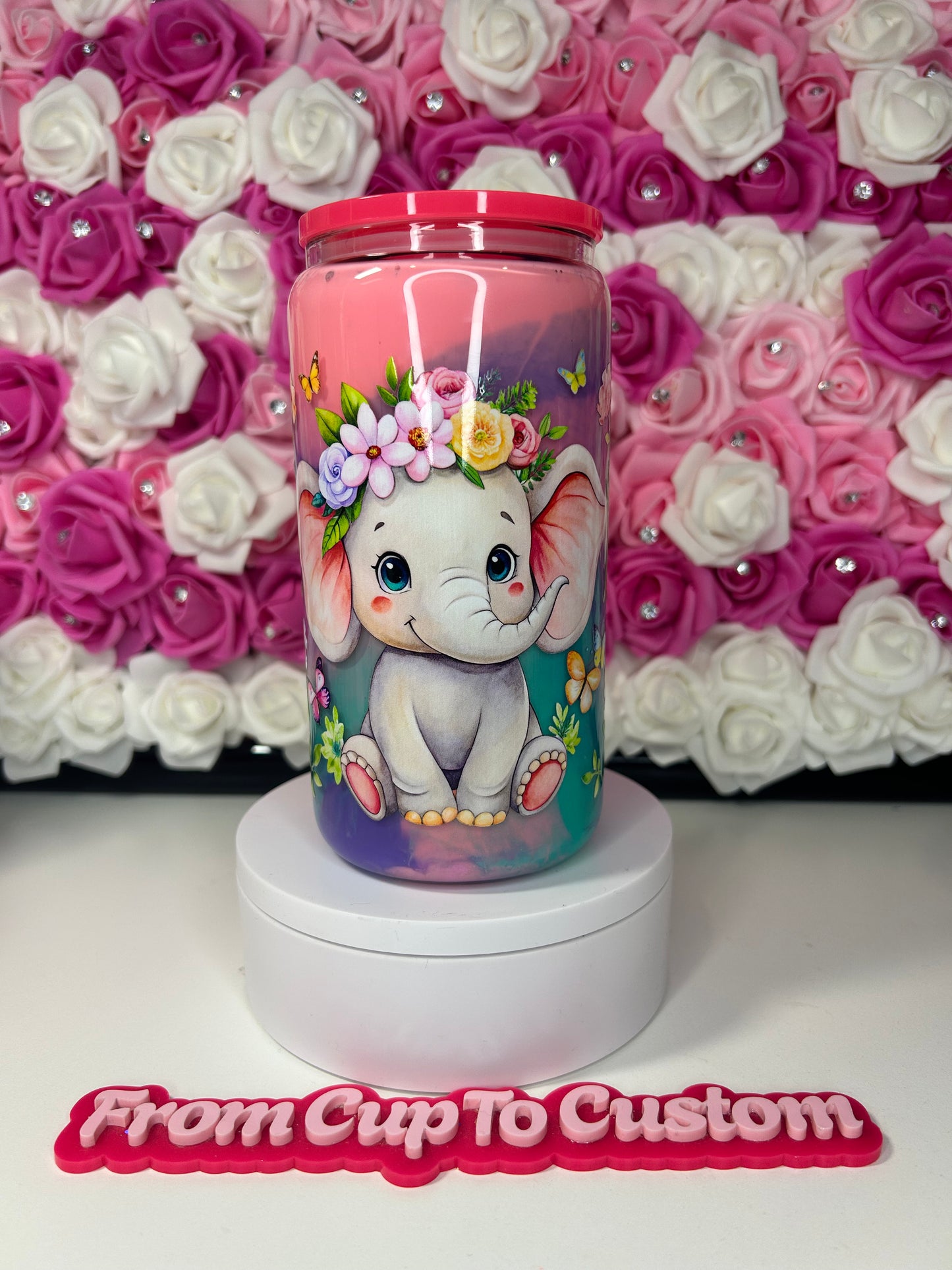 16 oz glass snow globe tumbler (paint)