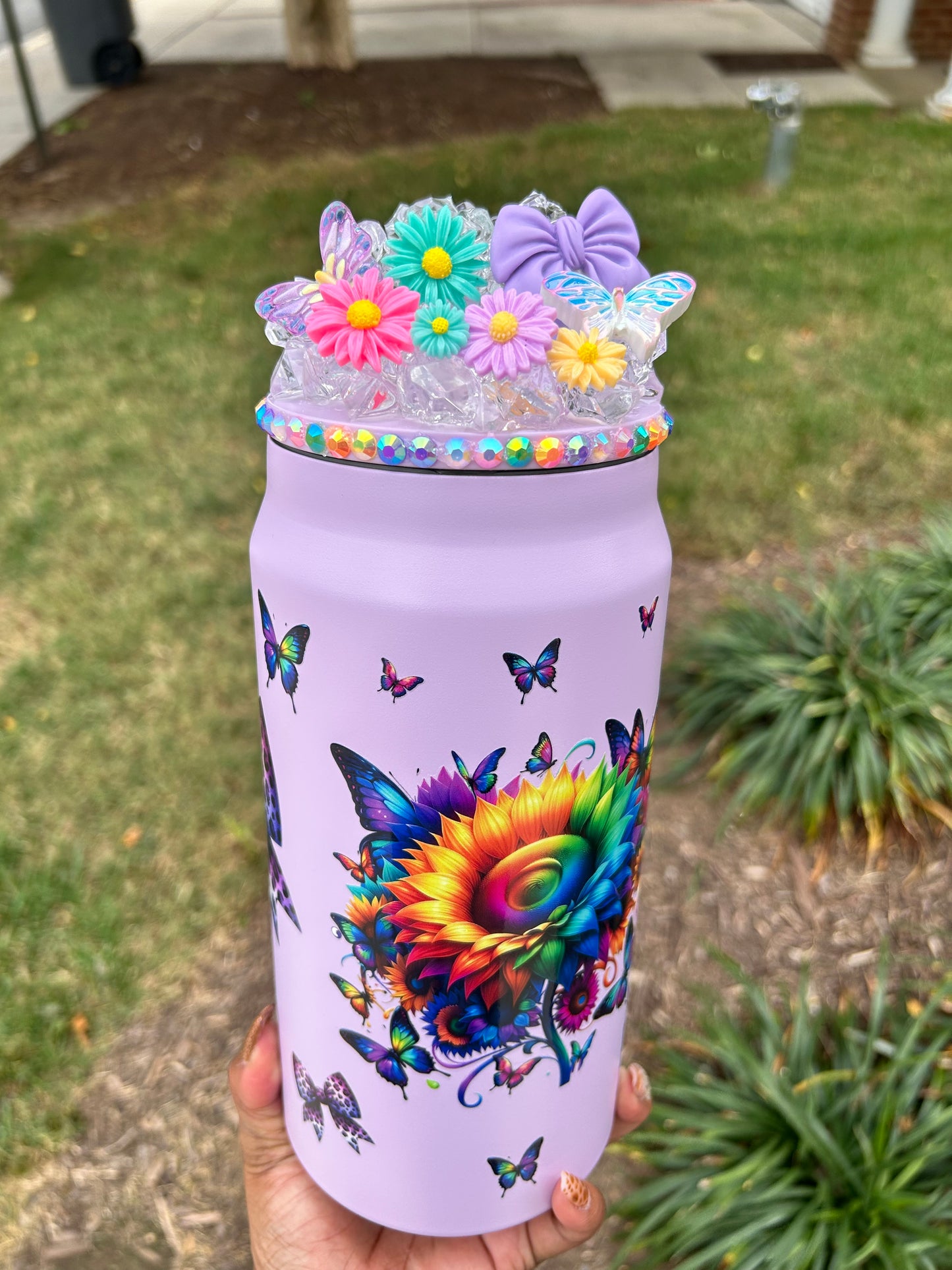 Decorated ice lid for 20oz, 30oz, 40oz, and 50oz Tumbler Lids (add on)