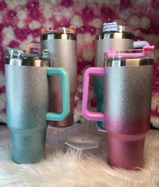 40 oz glitter tumblers (comes just as pictured)