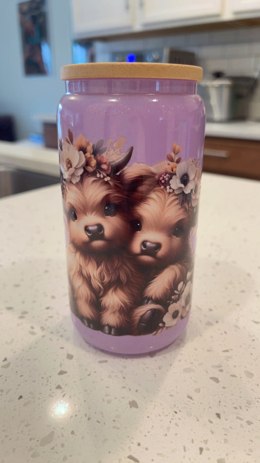 RTS 16 oz glass Libby cup with bamboo lid