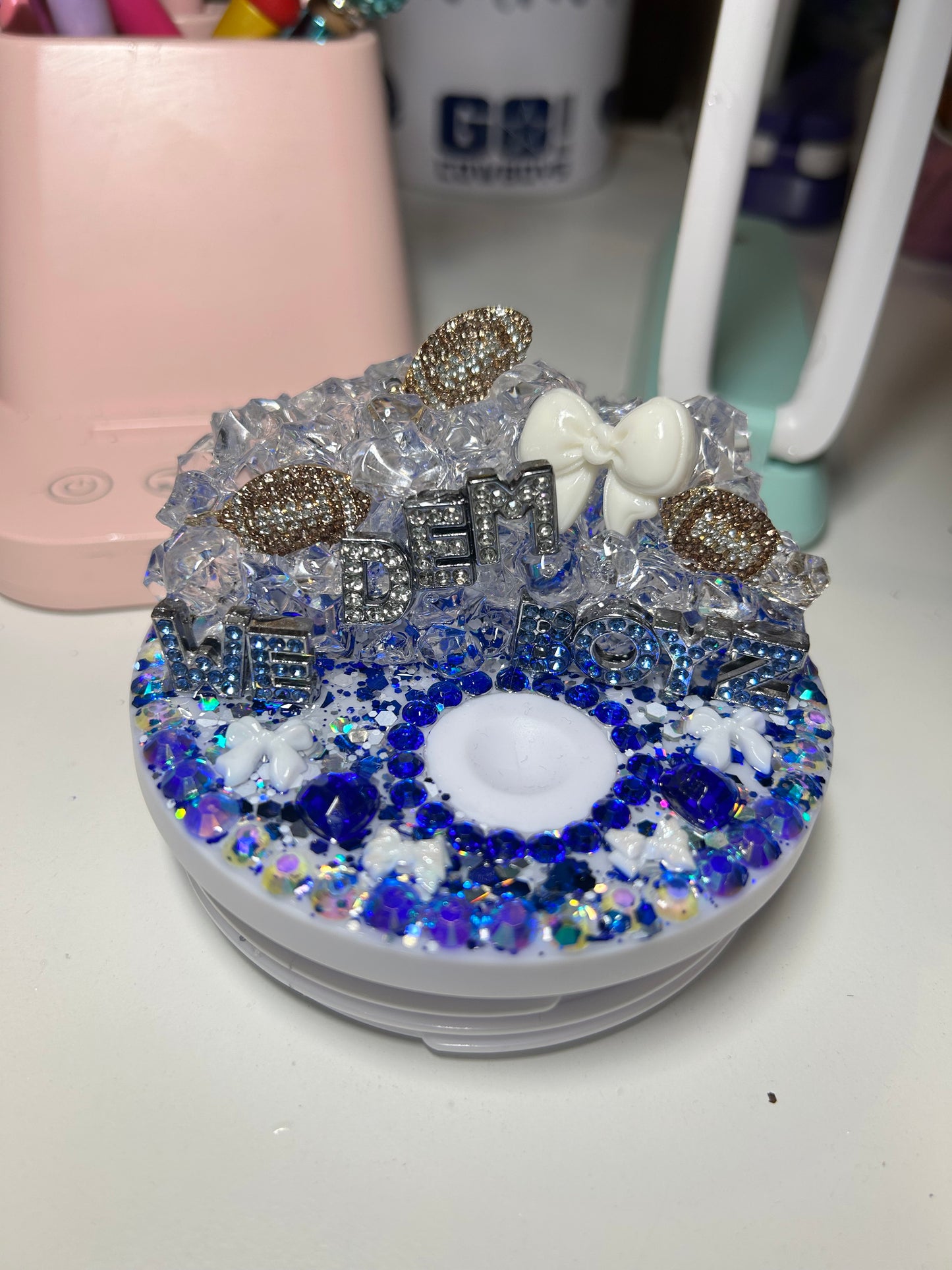 Decorated ice lid for 20oz, 30oz, 40oz, and 50oz Tumbler Lids (add on)