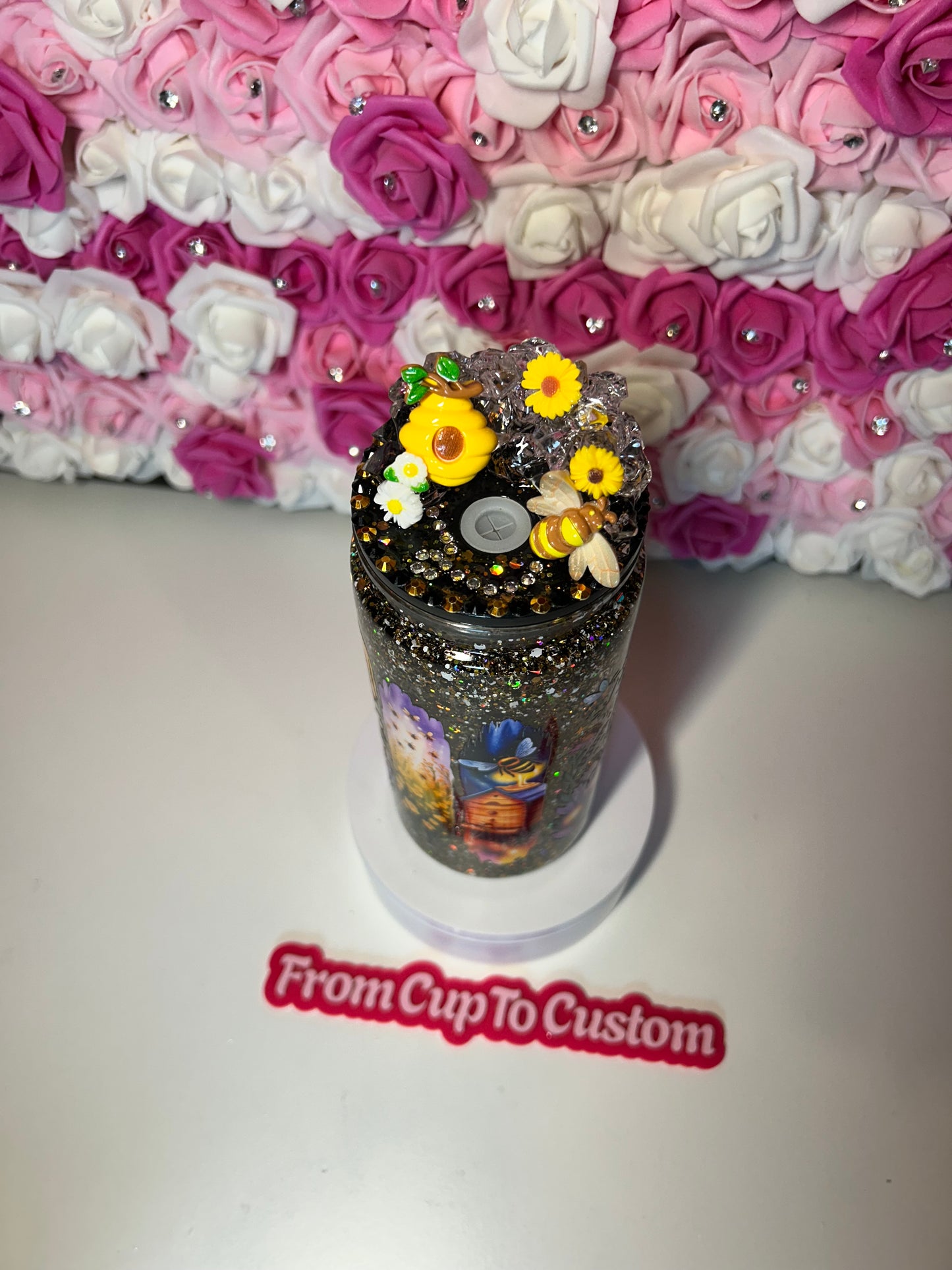 Decorated ice lid for 20oz, 30oz, 40oz, and 50oz Tumbler Lids (add on)