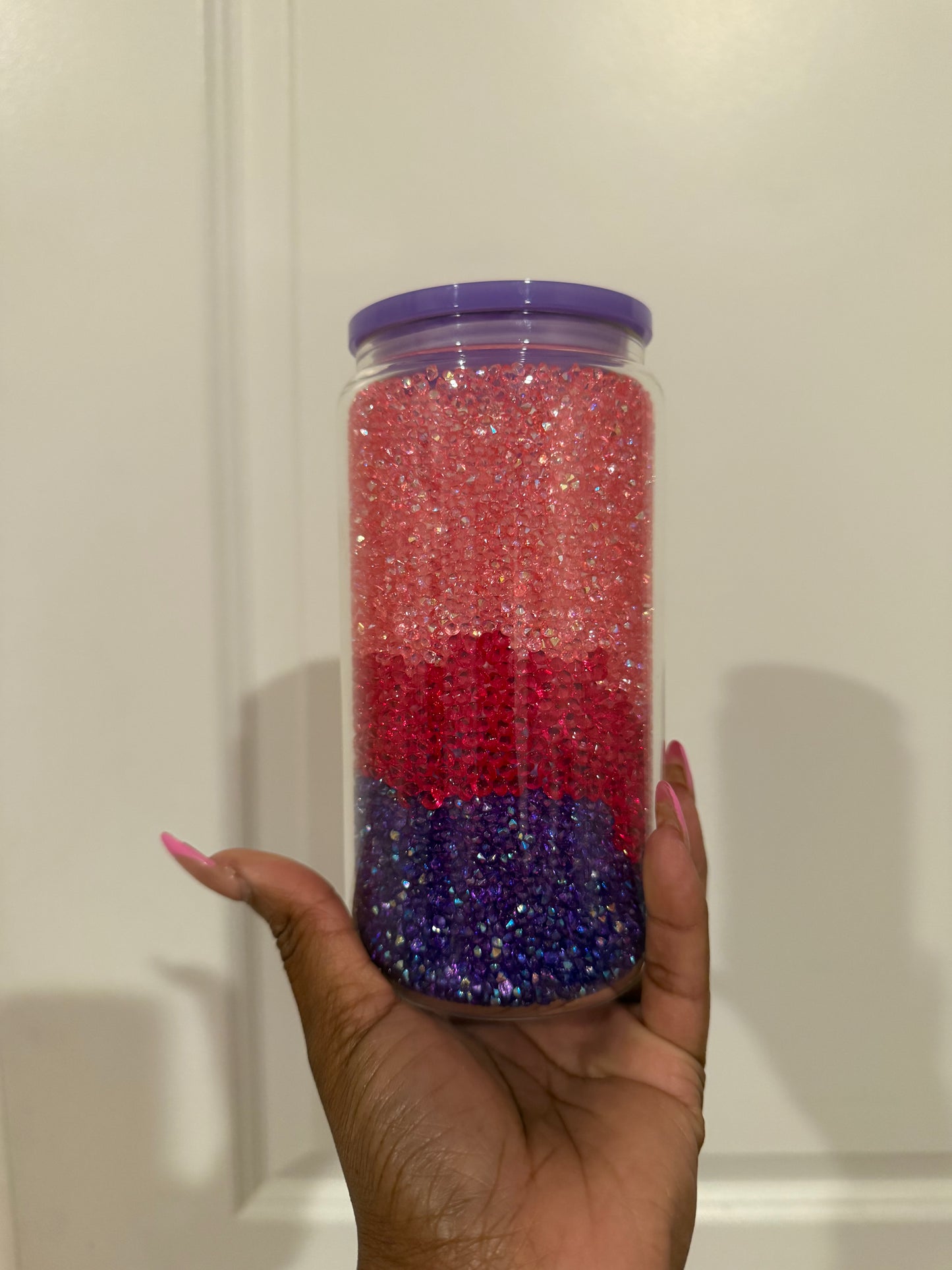 RTS 16 oz glass diamond snowglobe tumbler