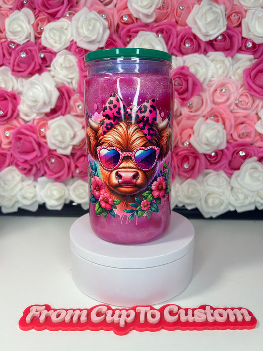 16 oz acrylic snow globe tumbler (mica cat eye)