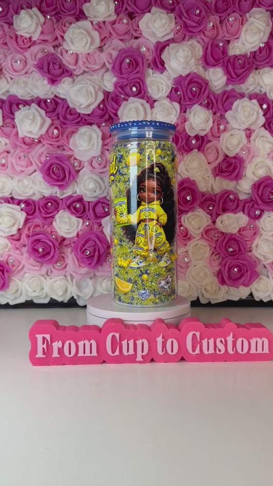 20 oz diamond cup (lemon) with bling lid